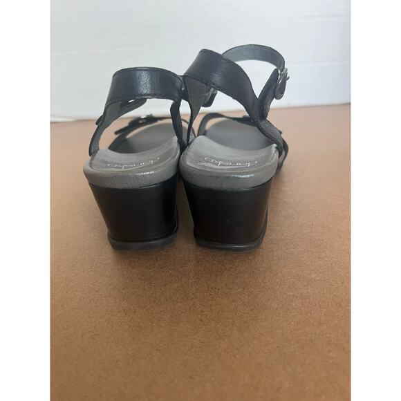Dansko Arielle Gray/Black Leather Ankle Buckle Wedge Comfort Sandals US 8.5-9 - Picture 8 of 11